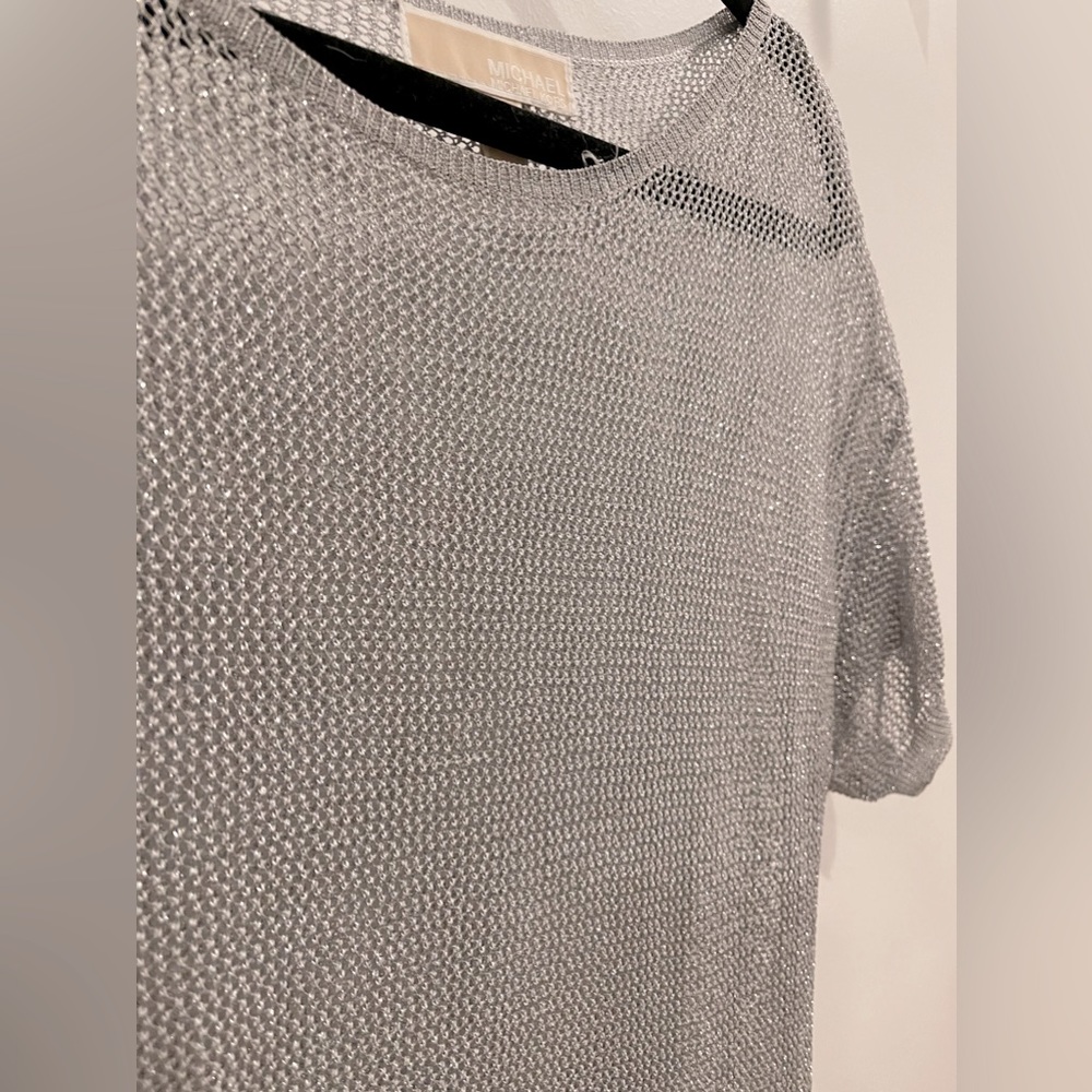 Michael Kors silver/grey mesh blouse. Looks amazing on!